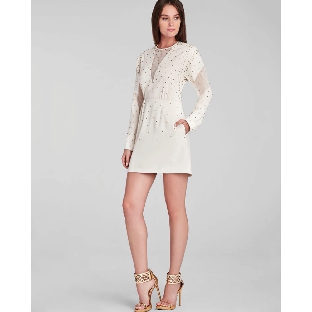 BCBGMaxAzria Rhinestone Bridal NYE Wedding Formal Party Dress Princess Cream XS